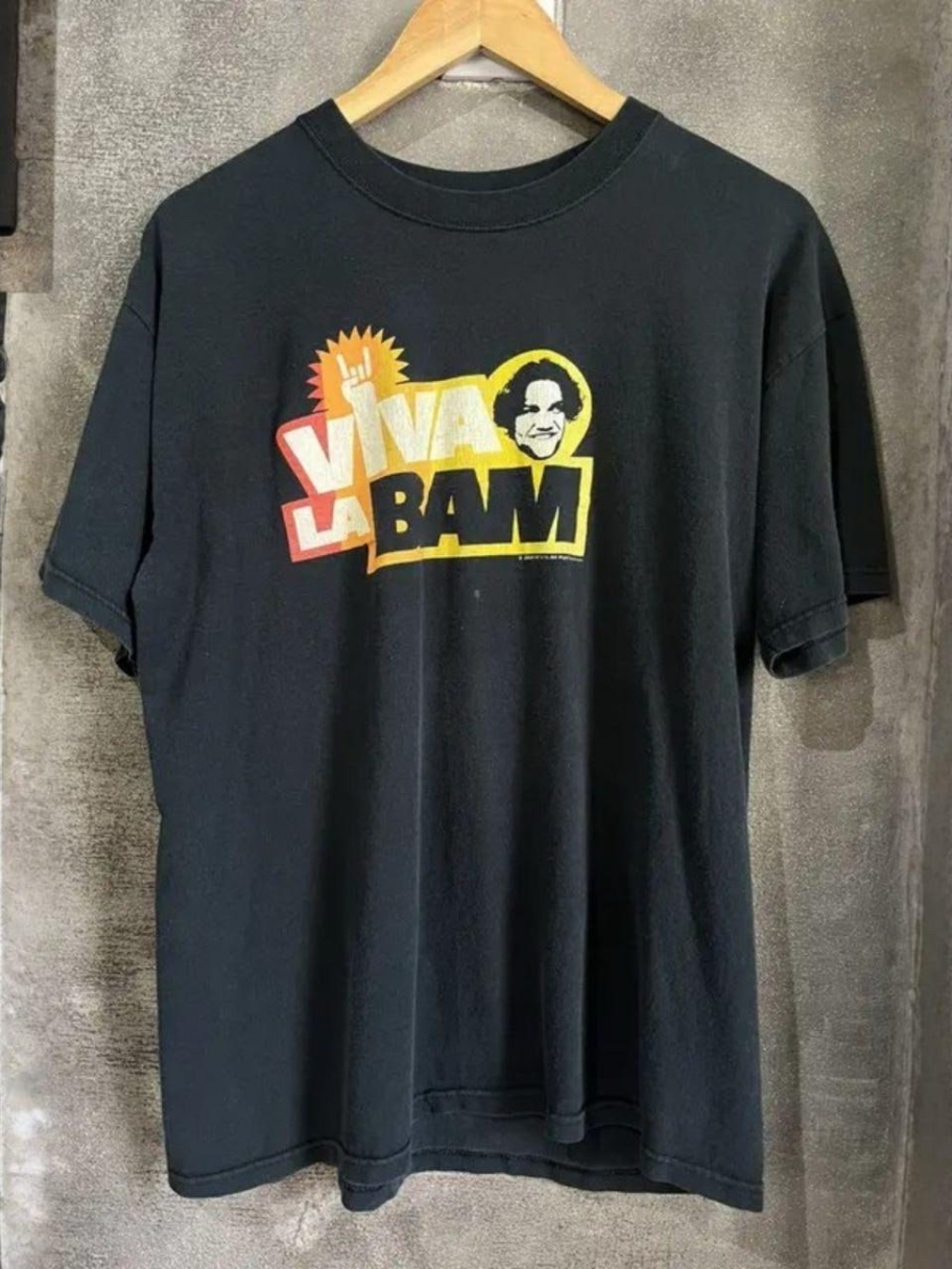 Gildan Black Viva La Bam Graphic Tee with Red and Yellow Logo
